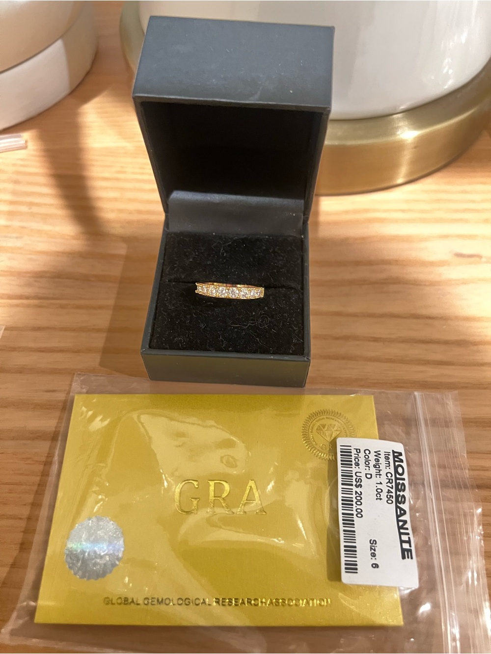 Gold Pavé Moissanite size 6 Band - Women Jewelry GRA Certified